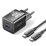 Vention Caricabatterie 2 Porte (USB+USB-C) 30W GaN + Cavo Type-C To Type-C (1 m) Black 