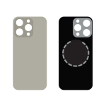 Back Cover COMPATIBILE  Con Telaio e Magsafe Per APPLE Iphone 16 Pro Silver  BIG HOLE NO LOGO
