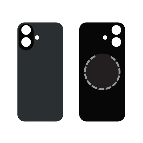 Back Cover COMPATIBILE  Con Telaio e Magsafe Per APPLE Iphone 16  Black Nera  BIG HOLE NO LOGO