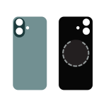 Back Cover COMPATIBILE  Con Telaio e Magsafe Per APPLE Iphone 16  Green Verde BIG HOLE NO LOGO