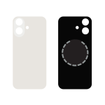 Back Cover COMPATIBILE  Con Telaio e Magsafe Per APPLE Iphone 16 Bianca White BIG HOLE NO LOGO
