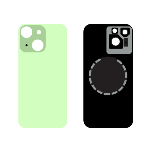 Back Cover Telaio + Magsafe Iphone 15 Green Verde No Logo Big Hole