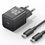 Vention Caricabatterie Completo  USB-C 20W GaN + Cavo Type-C To Type-C (1 m) Nero