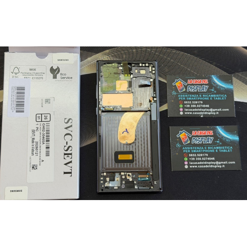 Display Lcd Touch Screen Con Frame ORIGINALE Service Pack Per Samsung Galaxy S23 Ultra 5g 2023  SM-S918B   Black Nero