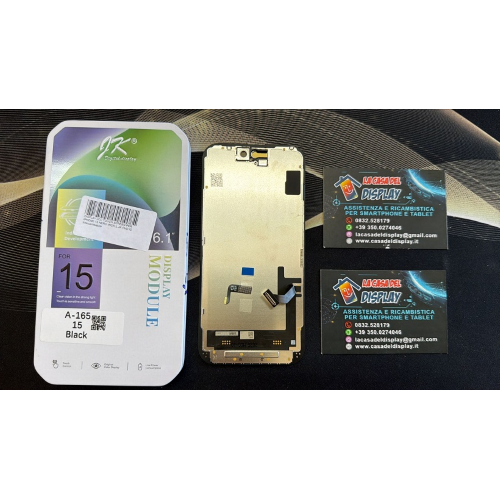 DISPLAY LCD TOUCH SCREEN PER IPHONE 15 NERO INCELL JK FHD IC Intercambiabile