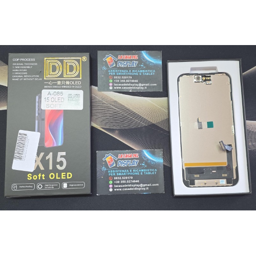 Display Lcd Touch Screen Compatibile Per Apple Iphone 15 Soft Oled DD