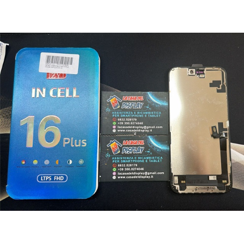 DISPLAY LCD  + TOUCH SCREEN VETRO COMPATIBILE PER APPLE  IPHONE 16 PLUS COF ZY