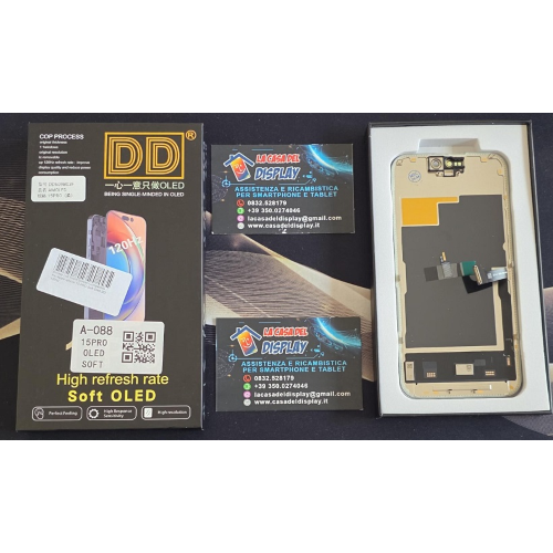Display Lcd Touch Screen Compatibile Per Apple Iphone 15 PRO Soft Oled DD 120Hz