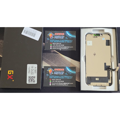 DISPLAY LCD TOUCH SCREEN COMPATIBILE  PER APPLE  IPHONE 14 NERO HARD OLED GX IC Intercambiabile