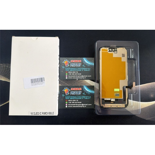 LCD DISPLAY + TOUCH SCREEN VETRO COMPATIBILE PER  IPHONE 15 HARD OLED ZY IC RIMOVIBILE