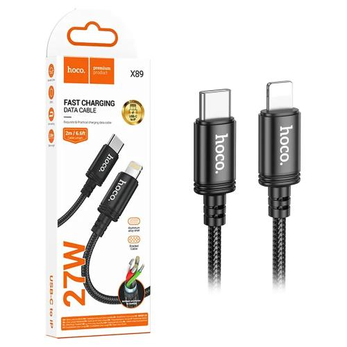 Hoco Cavo Dati Type-c To Lightning (2 M) 27w In Nylon Black X89