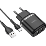 Carica Batterie Hoco Spina+cavo Completo Usb 2.4a 2x Porte 12W+cavo l Type C  N4