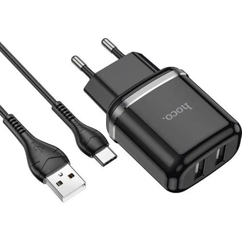 Carica Batterie Hoco Spina+cavo Completo Usb 2.4a 2x Porte 12W+cavo l Type C  N4