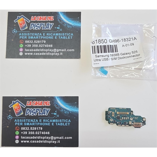 DOCK CONNETTORE PCB RICARICA S938B S25 ULTRA 5G CON LETTORE SIM GH96-18321A ORIGINALE RIGENERATO