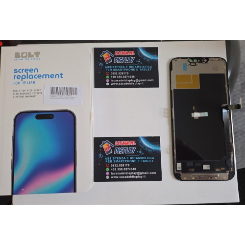 DISPLAY LCD TOUCH SCREEN COMPATIBILE PER APPLE IPHONE 13 PRO MAX SOFT OLED BOLT 120Hz