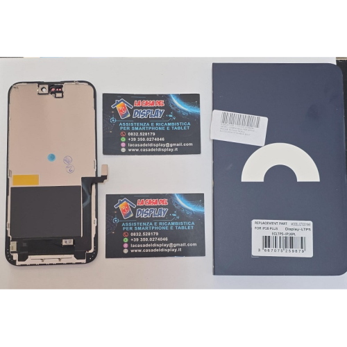 DISPLAY LCD  + TOUCH SCREEN VETRO  COMPATIBILE PER APPLE  IPHONE 16 PLUS INCELL AUTODIAGNOSTICABILE BOLT 