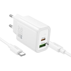 Hoco Caricabatterie USB-C 20W + Cavo Dati Type-C N61 White N61.CC.WH