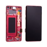 Display+ Lcd+ Touch Screen ORIGINALE Service Pack Per Samsung Galaxy S10 Plus Sm-g975f Cardinal Red