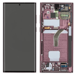 Display Lcd Touch Screen Con Frame ORIGINALE Service Pack Per Samsung Galaxy S22 Ultra Burgundy 5g S908b